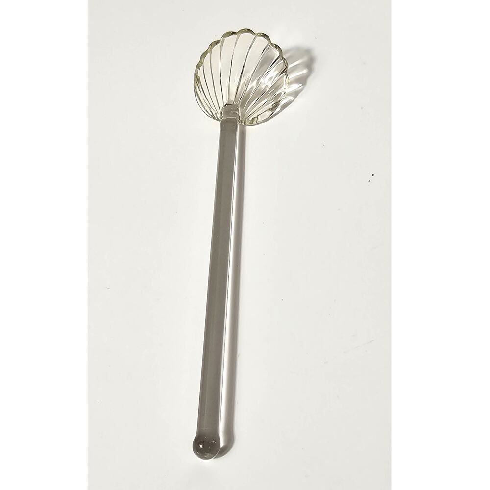 Vintage 1950s Clear Glass Clam Shell Condiment Stirrer Spoon